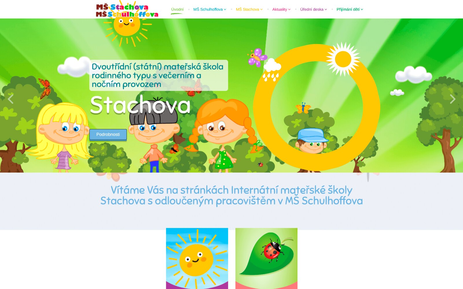 Главная страница сайта детского сада Stachova